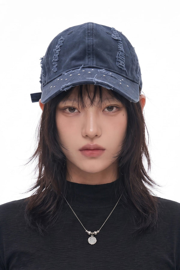 Riley Distressed Denim Cap