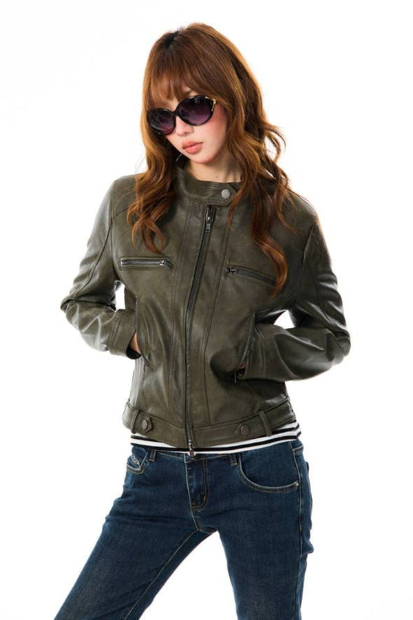 Vintage Olive Moto Jacket