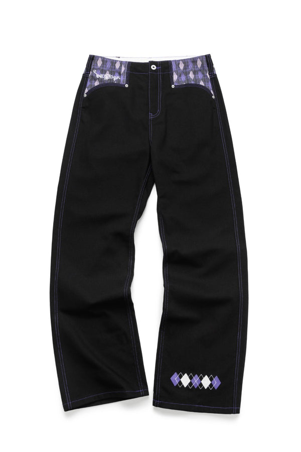 Purple Diamond Grid Jeans