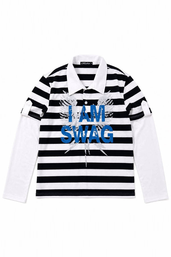 Layered Stripe Polo Tee