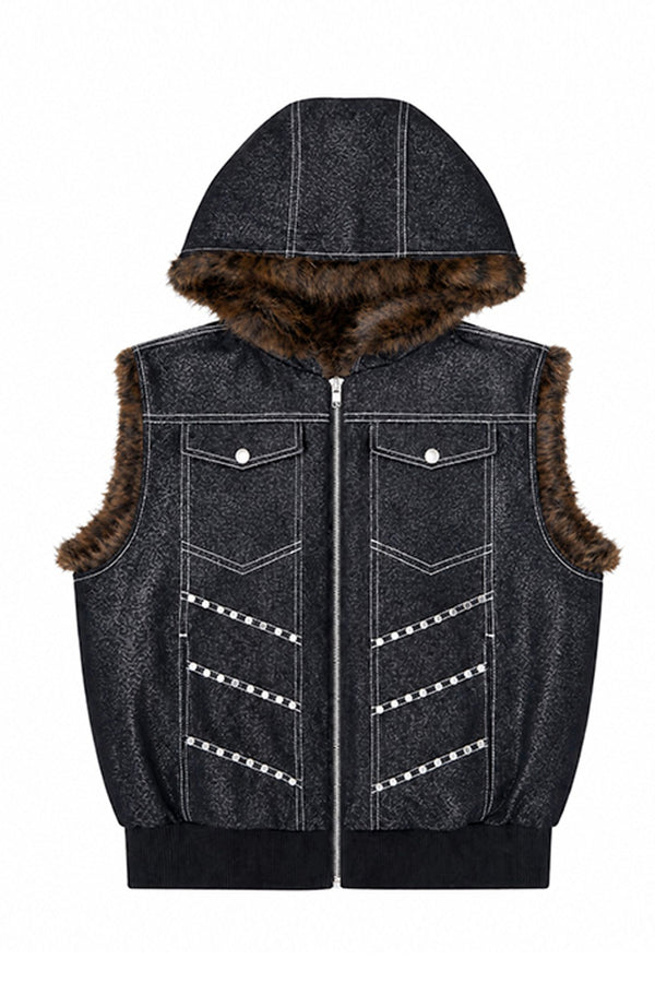 Reversible Leopard Denim Vest
