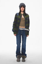 Olive Striped Zip Cardigan