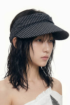 Ruched Pinstripe Print Visor
