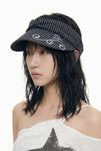 Ruched Pinstripe Print Visor