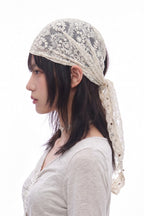 Beaded Floral Lace Headscarf