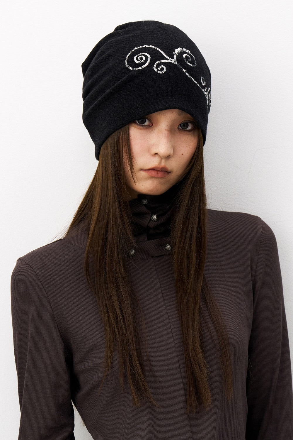 Sequin Swirl Knit Beanie