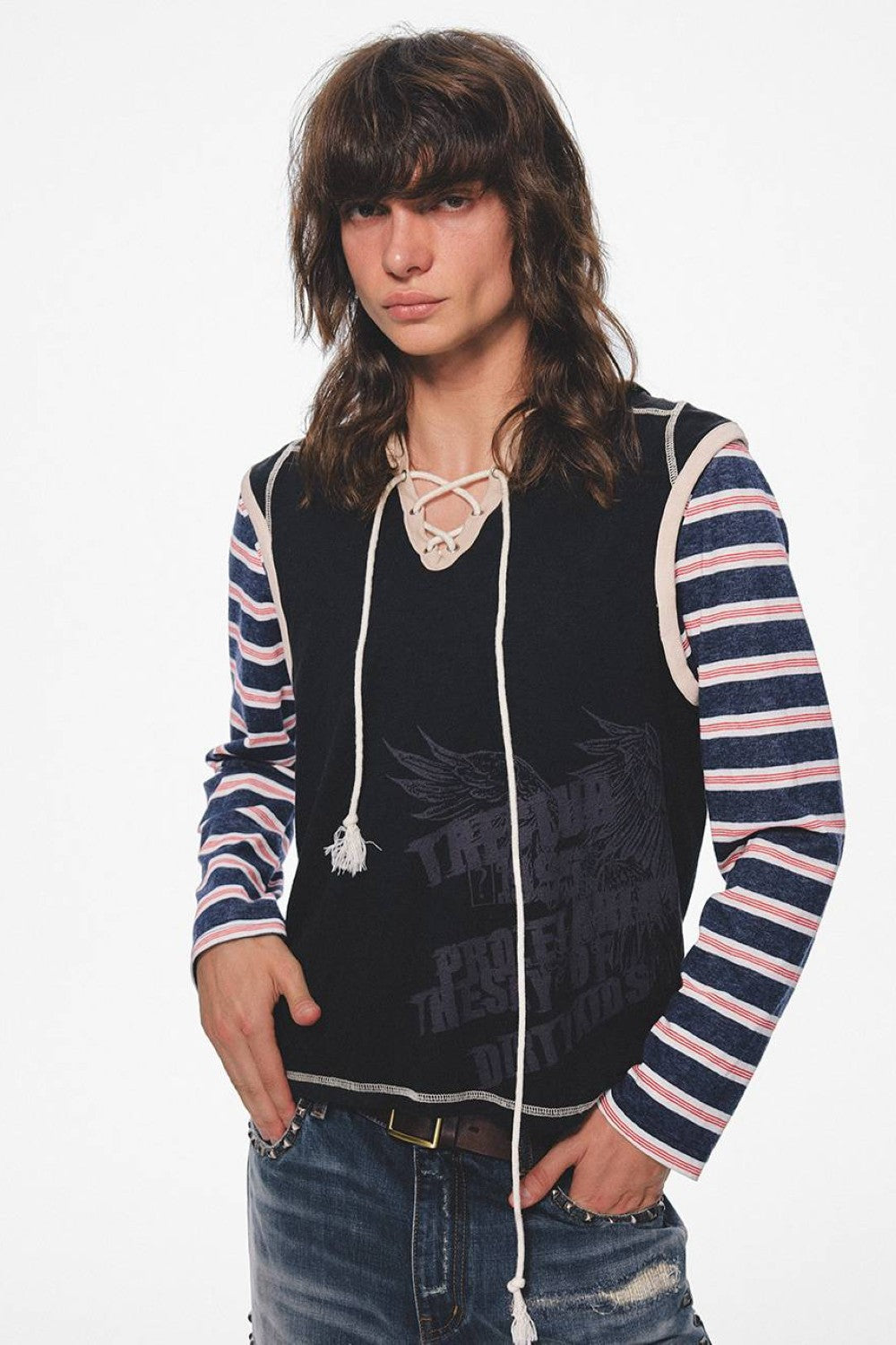 Nightfall Layered Lace-Up Hoodie