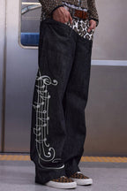 Double Waist Leopard Jeans