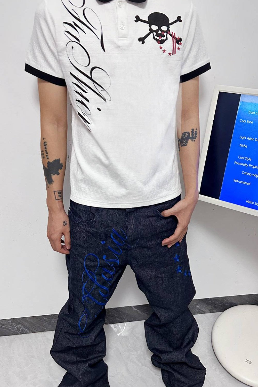 Signature Skull Script Polo