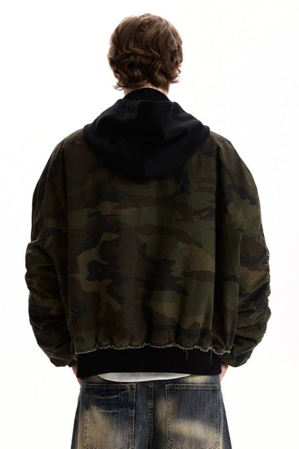 Camo Buckled Bomber Jacket