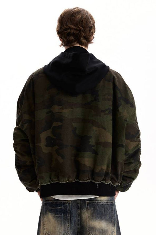Camo Buckled Bomber Jacket