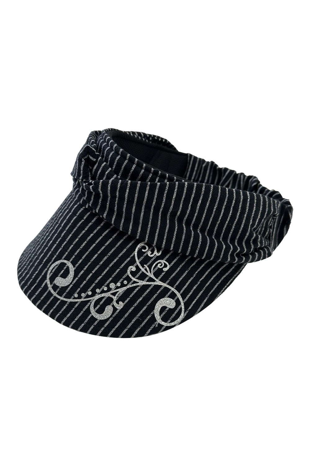 Ruched Pinstripe Print Visor