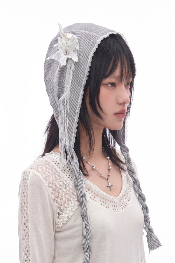 Floral Ribbon Lace Headscarf