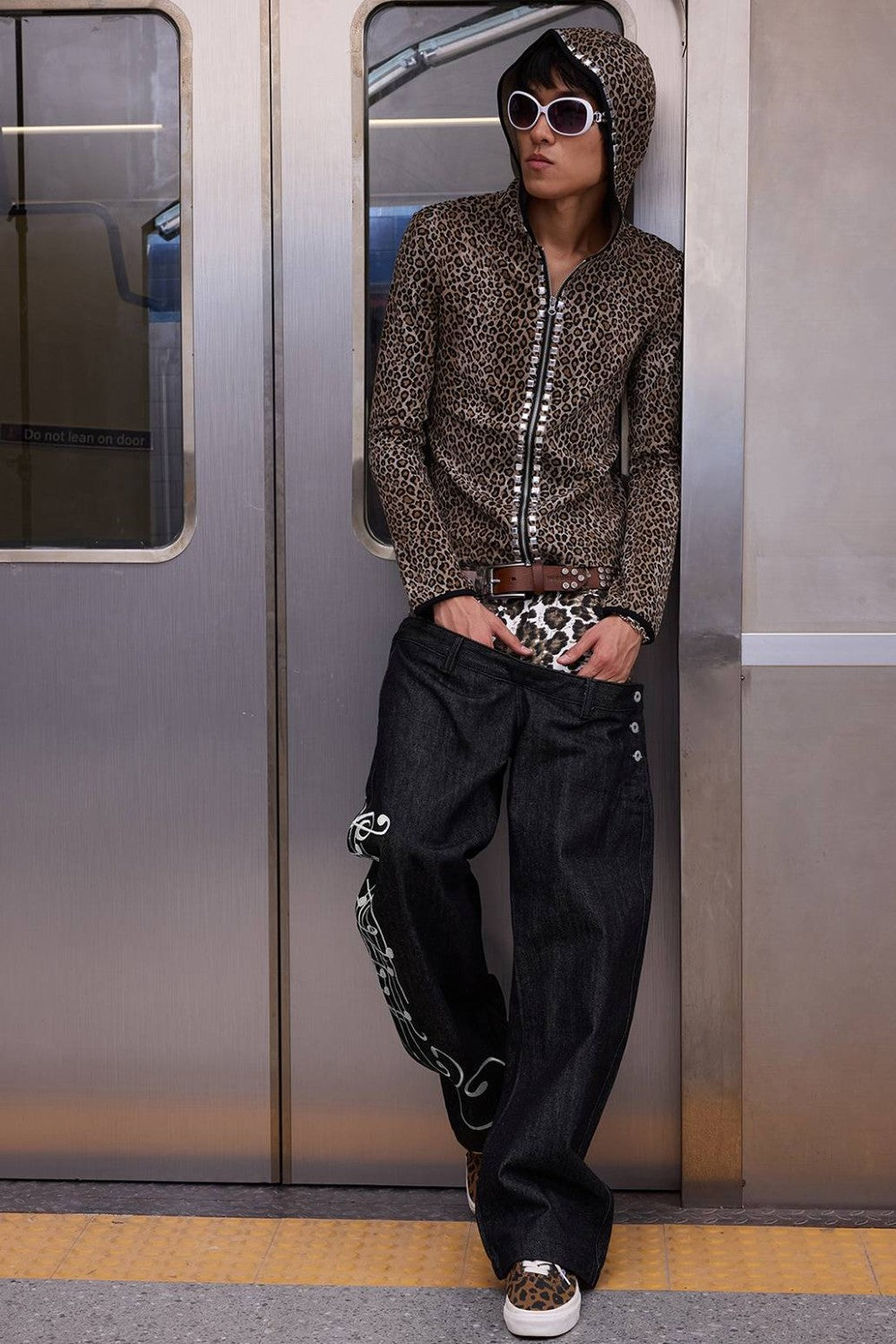 Double Waist Leopard Jeans
