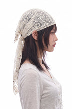 Beaded Floral Lace Headscarf