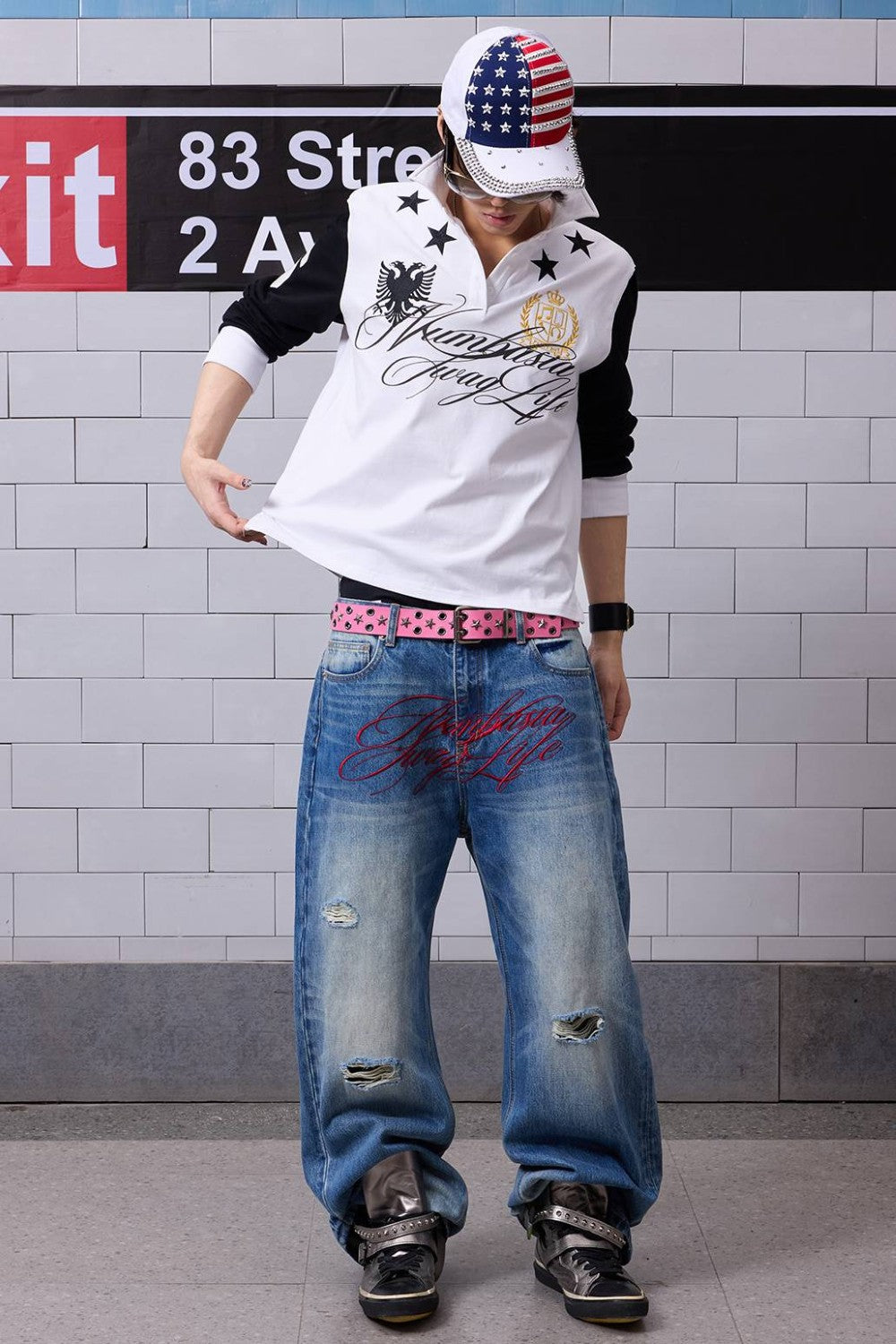Vintage Embroidered Script Jeans