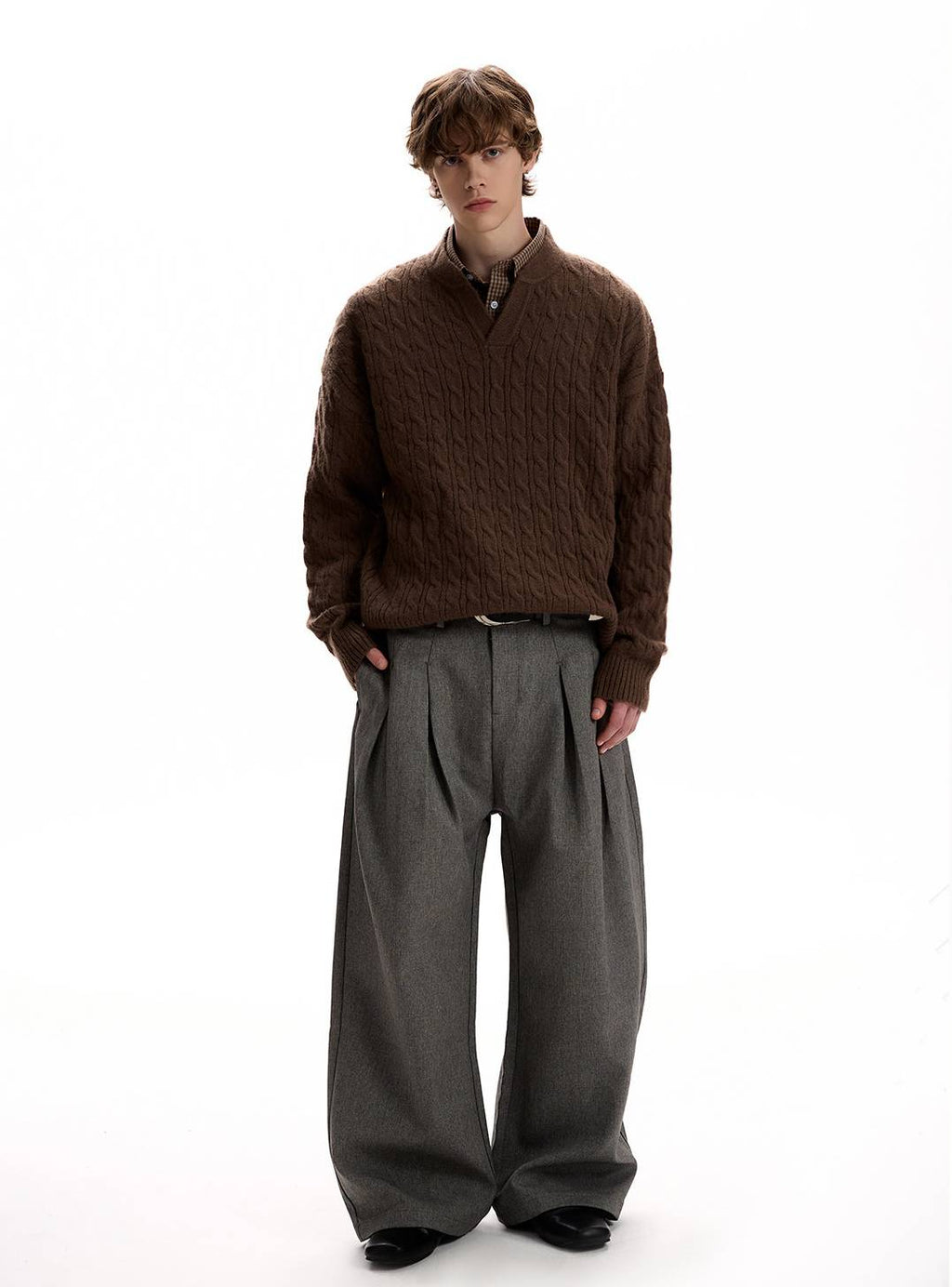 Cable Knit V-Neck Sweater