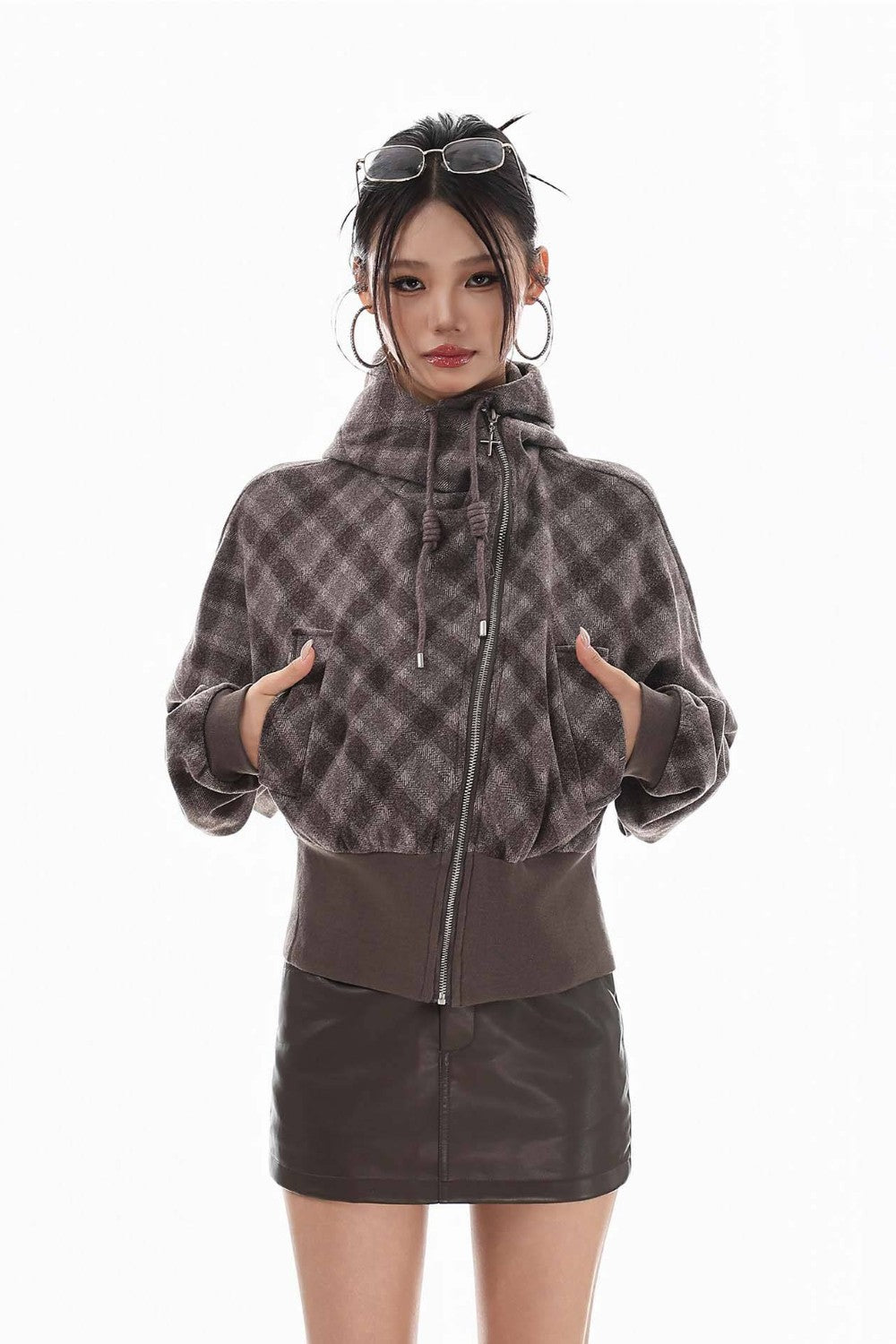 Plaid Collision Hooded Jacket