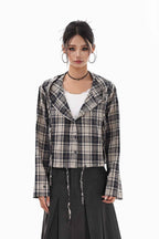 Tied Plaid Button-Up Shirt