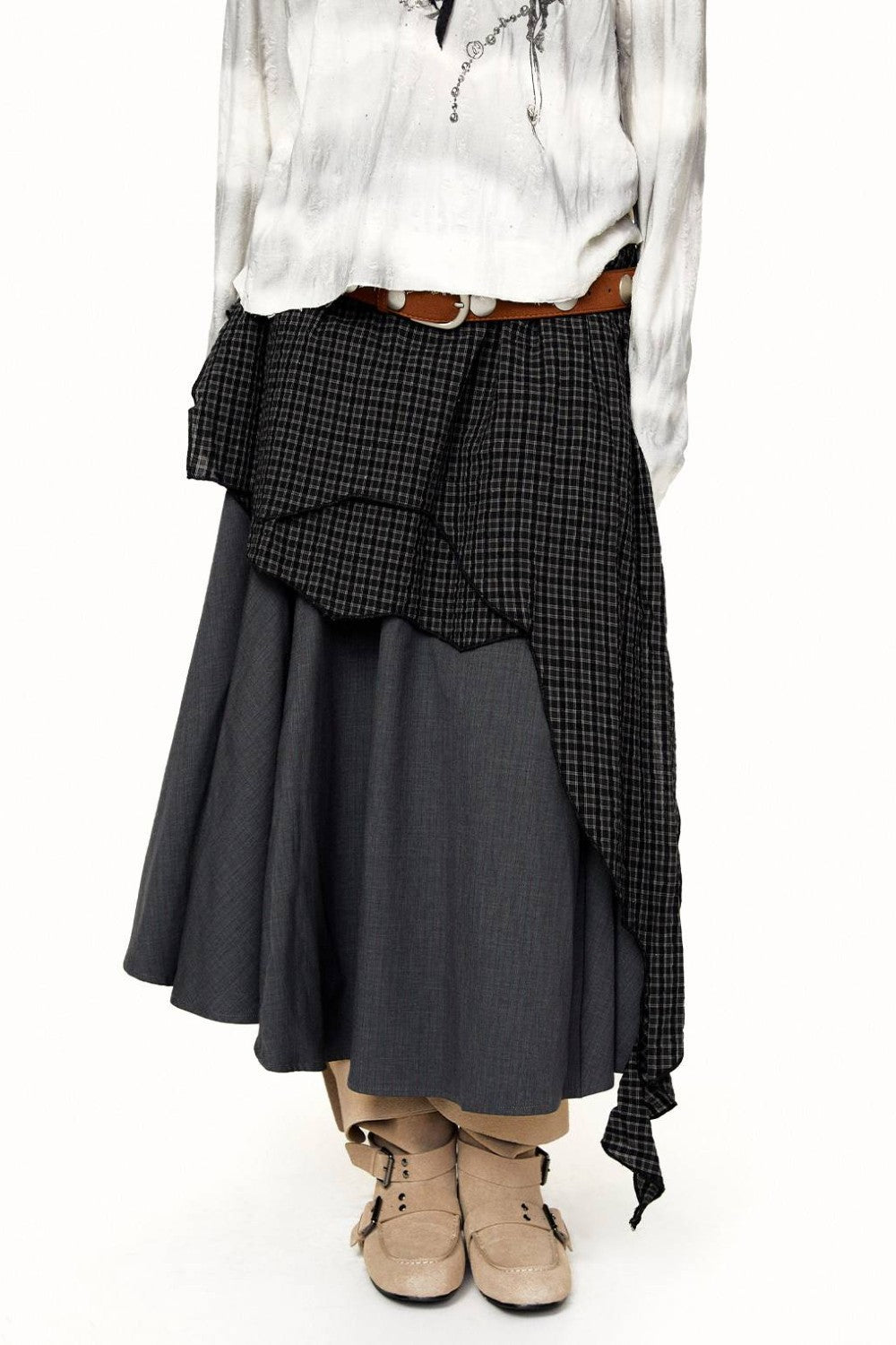 Ayla Asymmetric Plaid Skirt