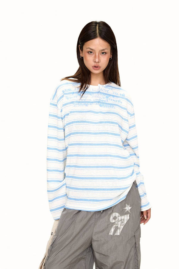 Heidi Blue Stripe Henley