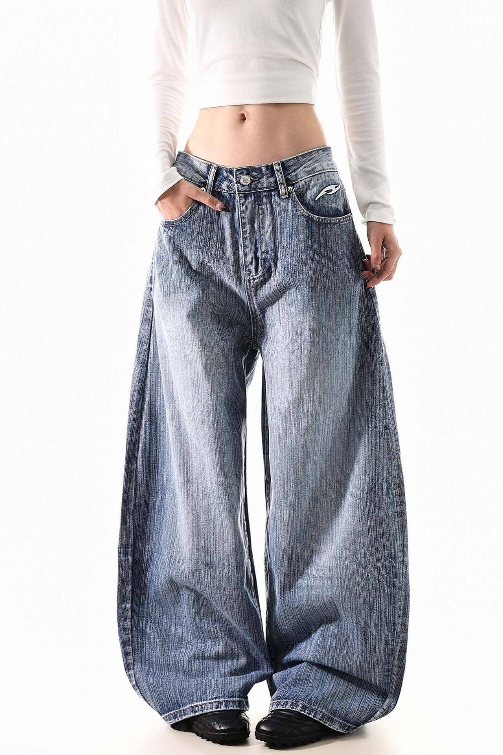 Washed Rebel Wide Jeans