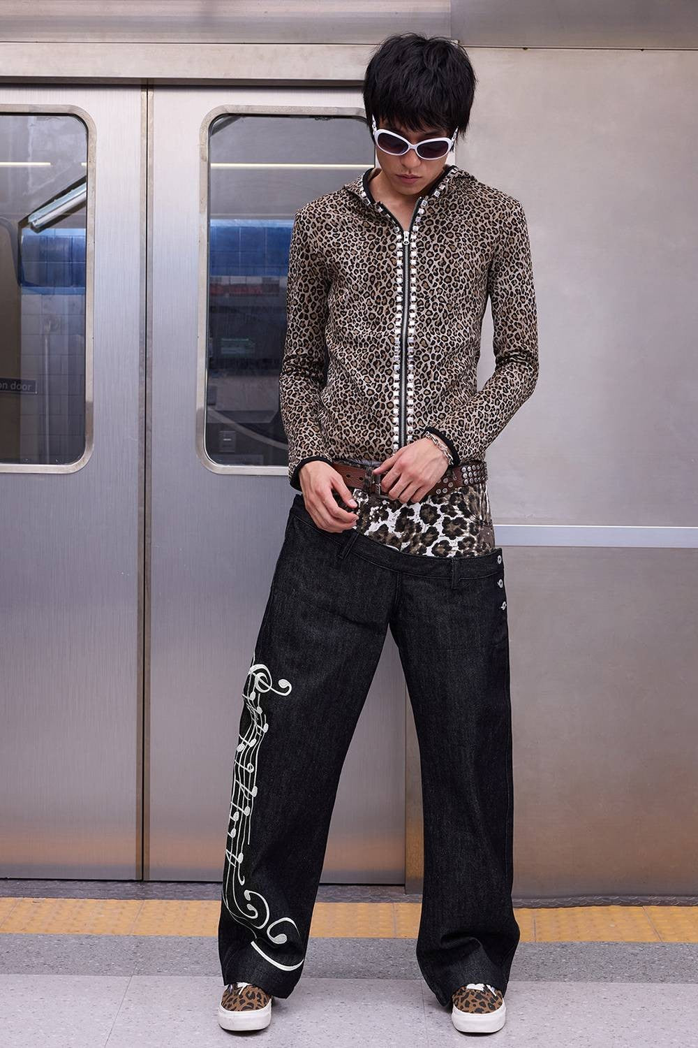 Double Waist Leopard Jeans