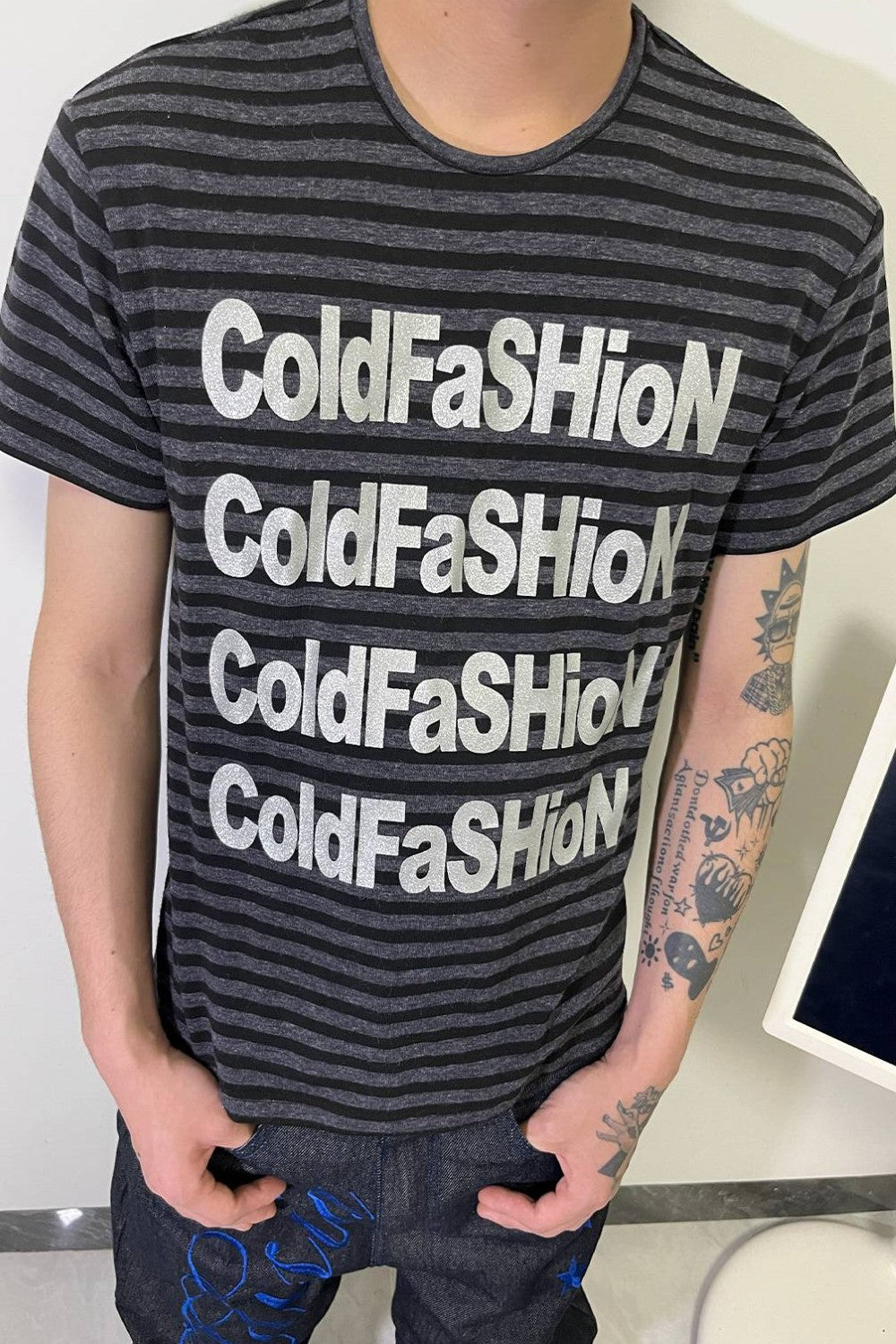 Charcoal Stripe Graphic Tee