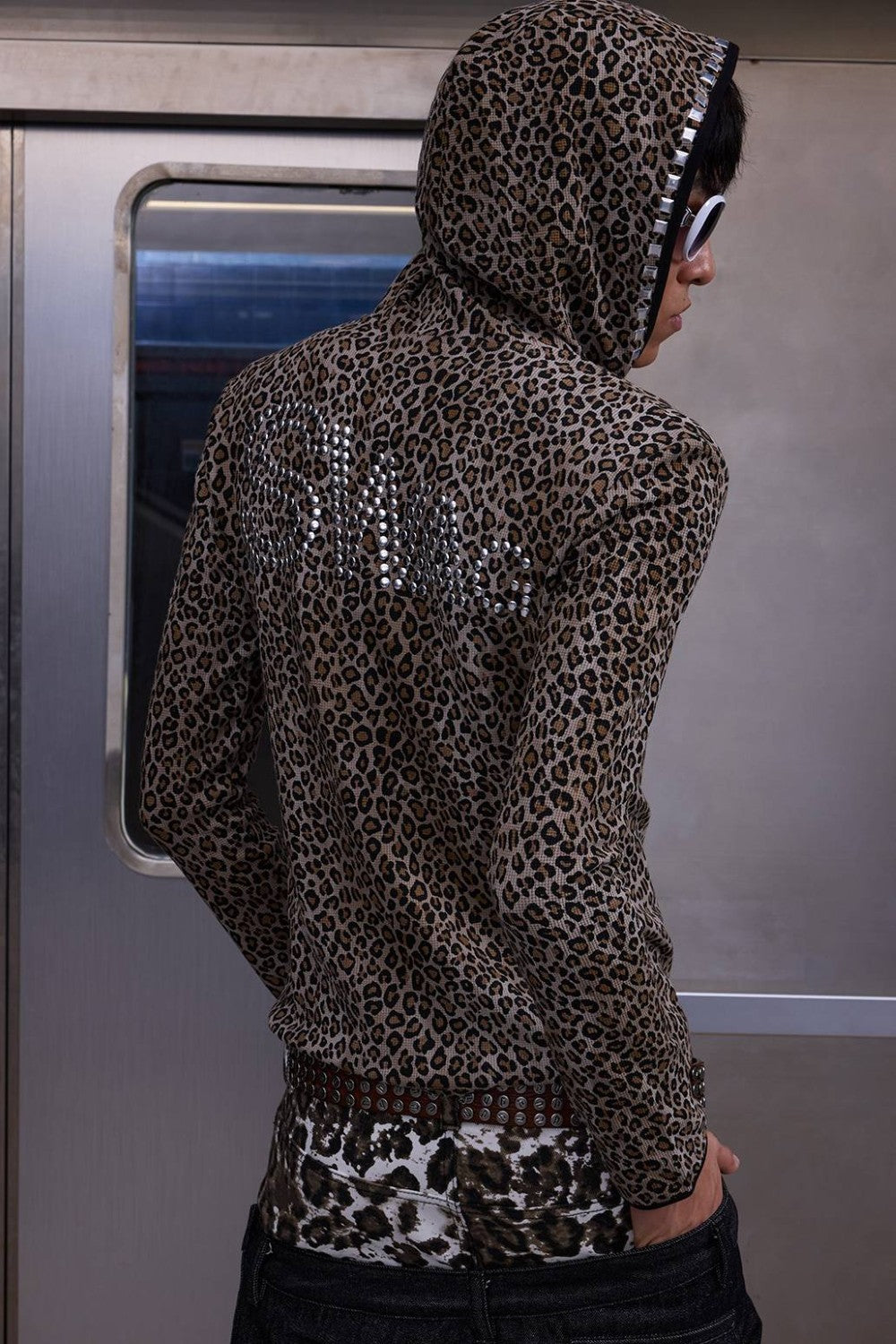 Rhinestone Hooded Leopard Jacket
