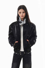 Raven Fur Collar Leather Jacket