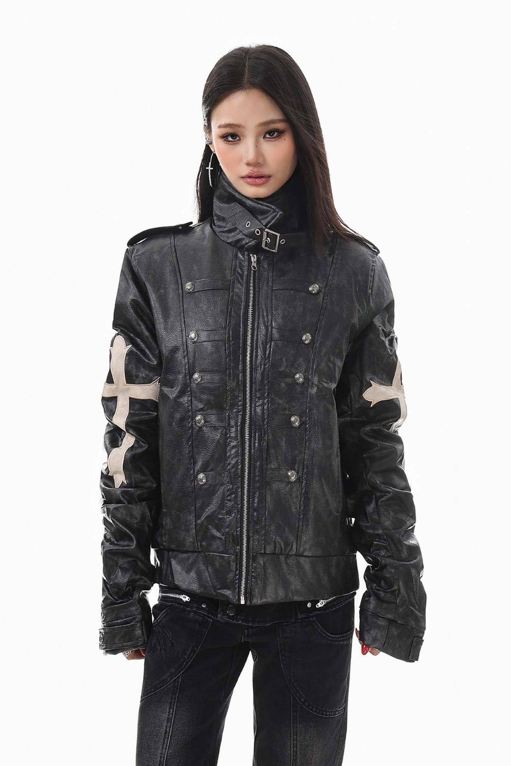 Slim Cross Leather Jacket