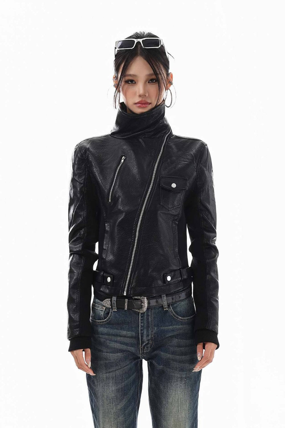 Asymmetric Moto Leather Jacket