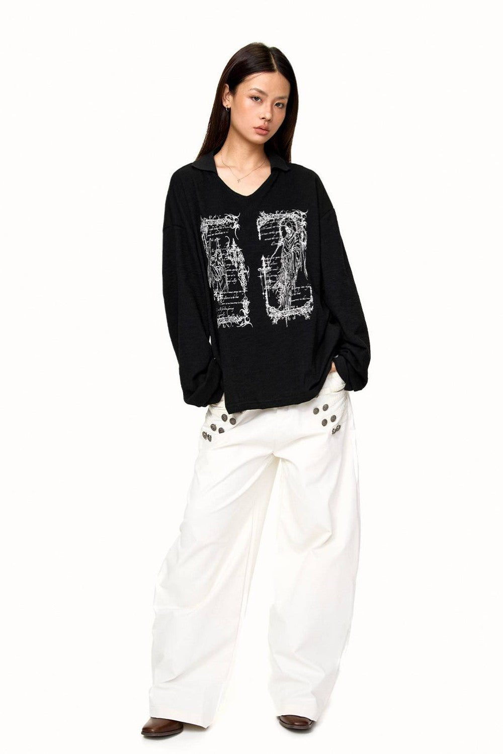 Siena Buttoned Wide-Leg Pants