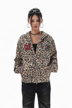 Leopard Script Hooded Jacket