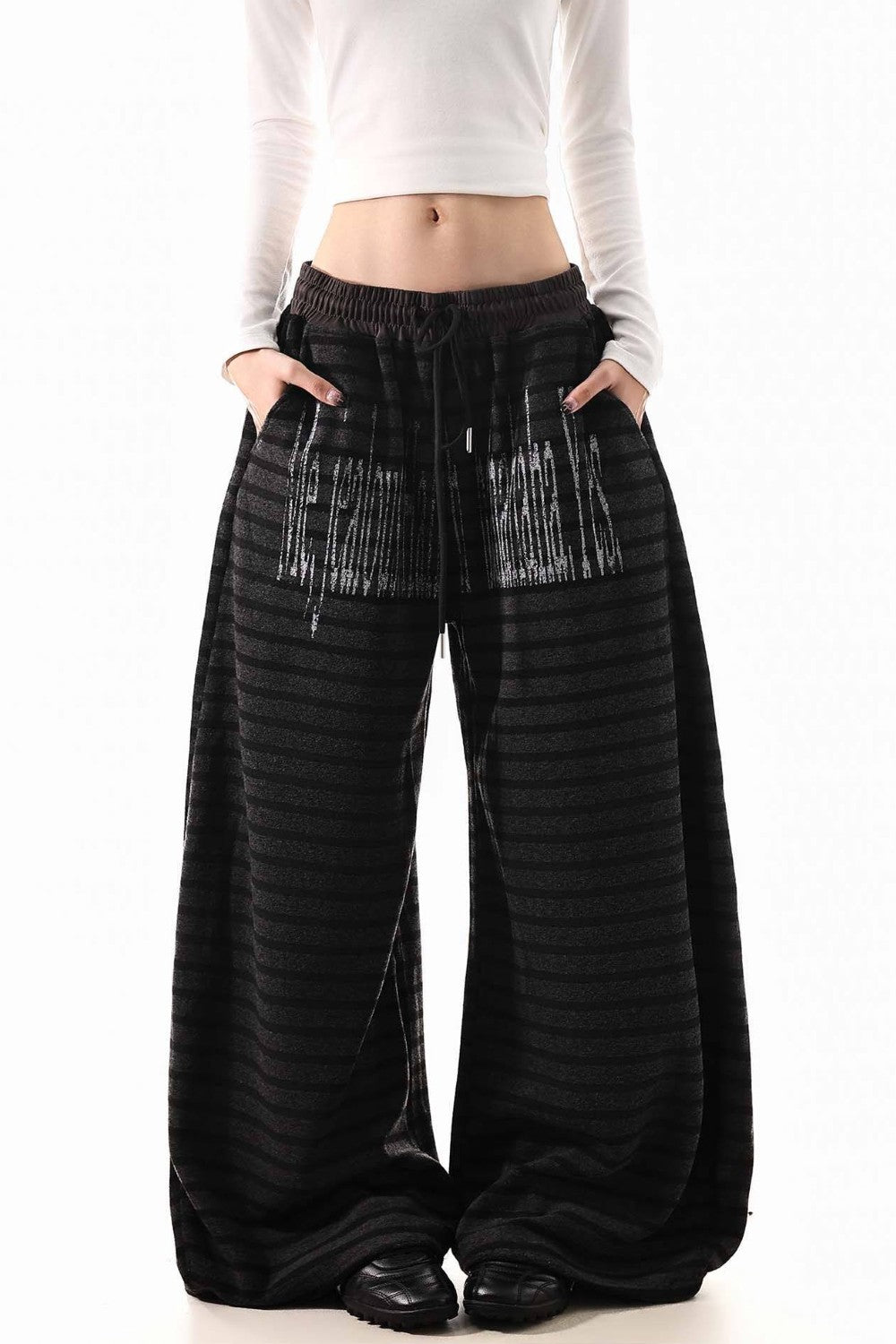 Stripe Script Barrel Sweatpants