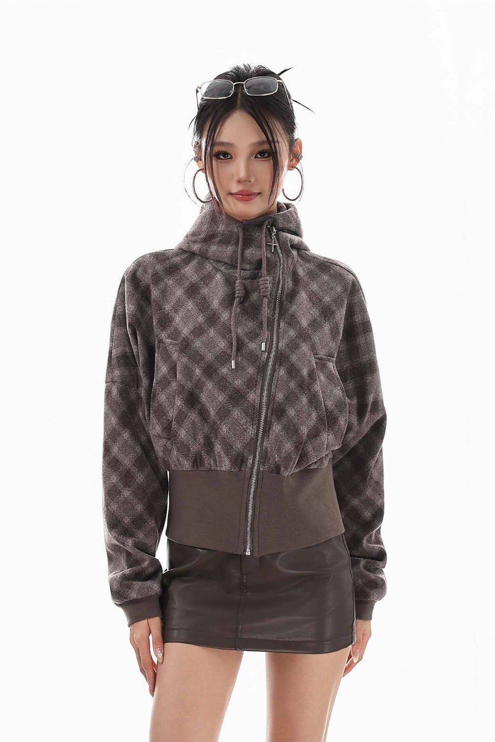 Plaid Collision Hooded Jacket