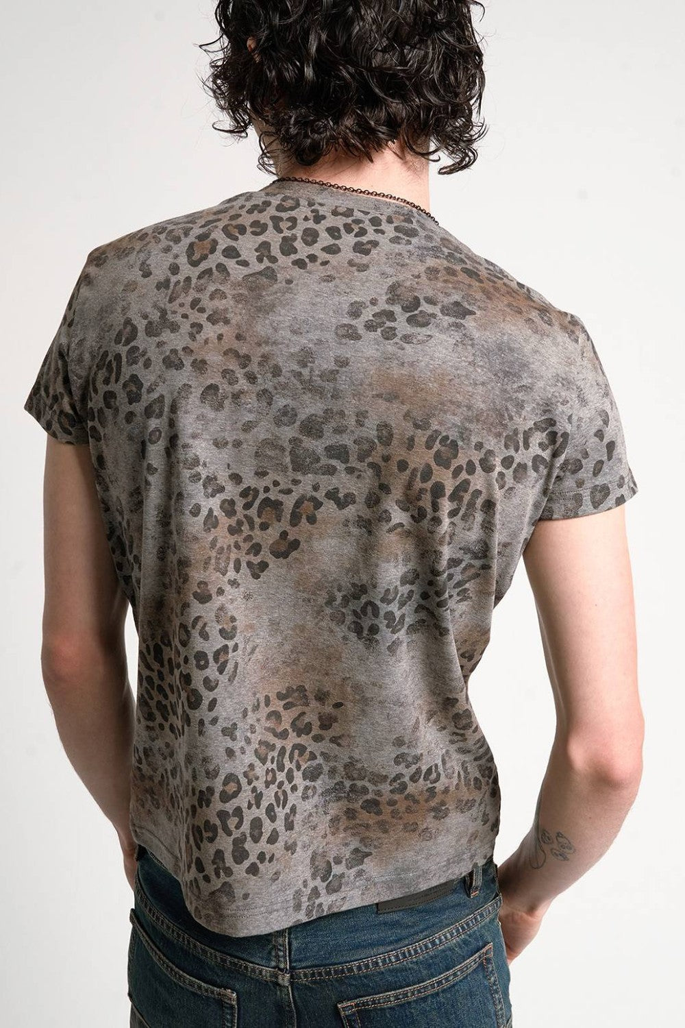 Leopard Wash Henley Shirt