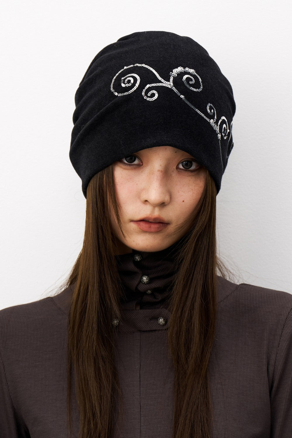 Sequin Swirl Knit Beanie
