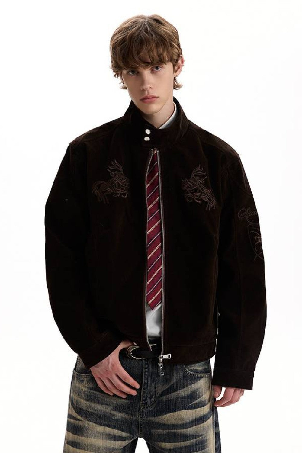 Dragon Embroidered Suede Jacket