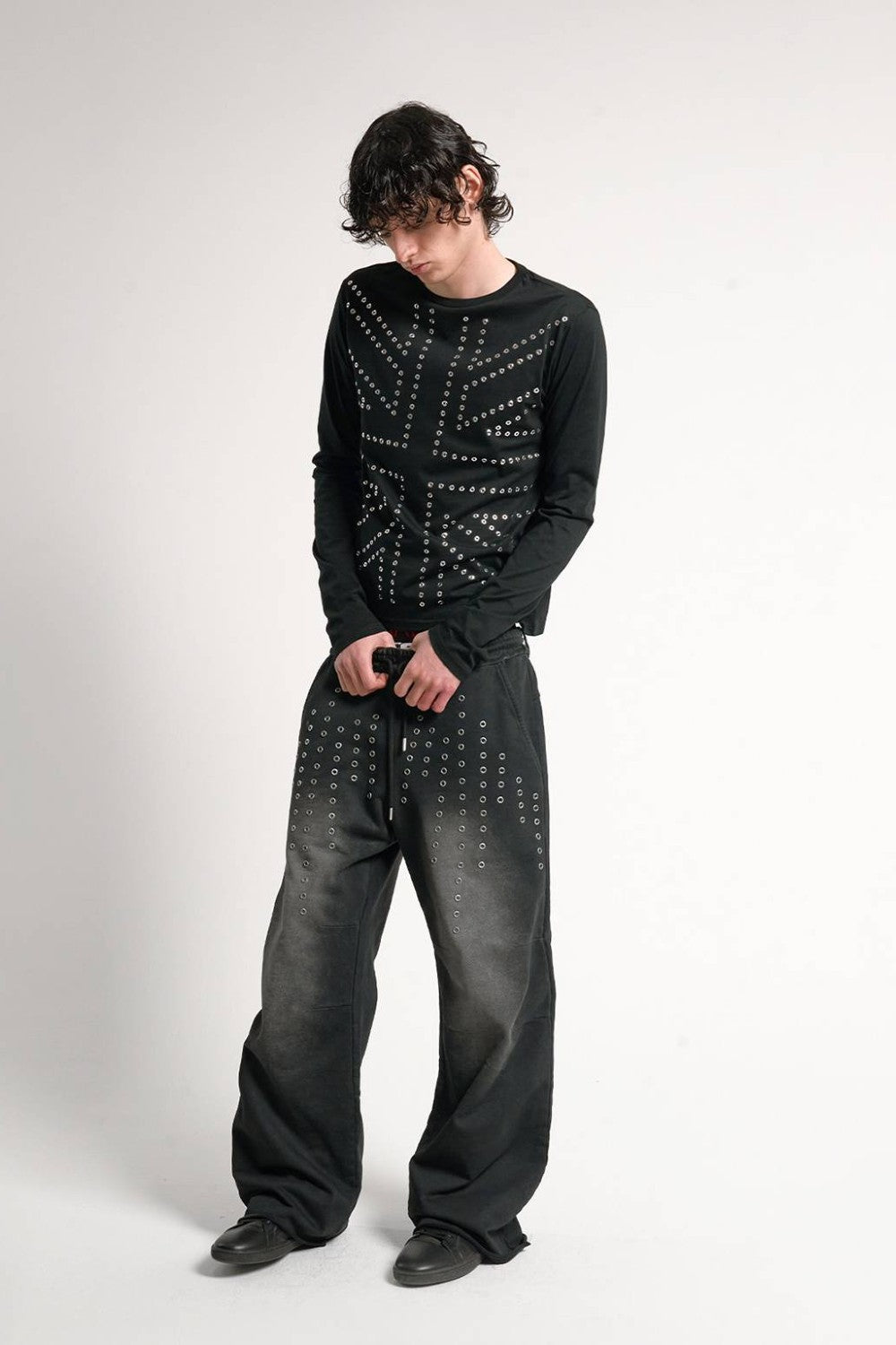 Faded Studded Baggy Sweatpants