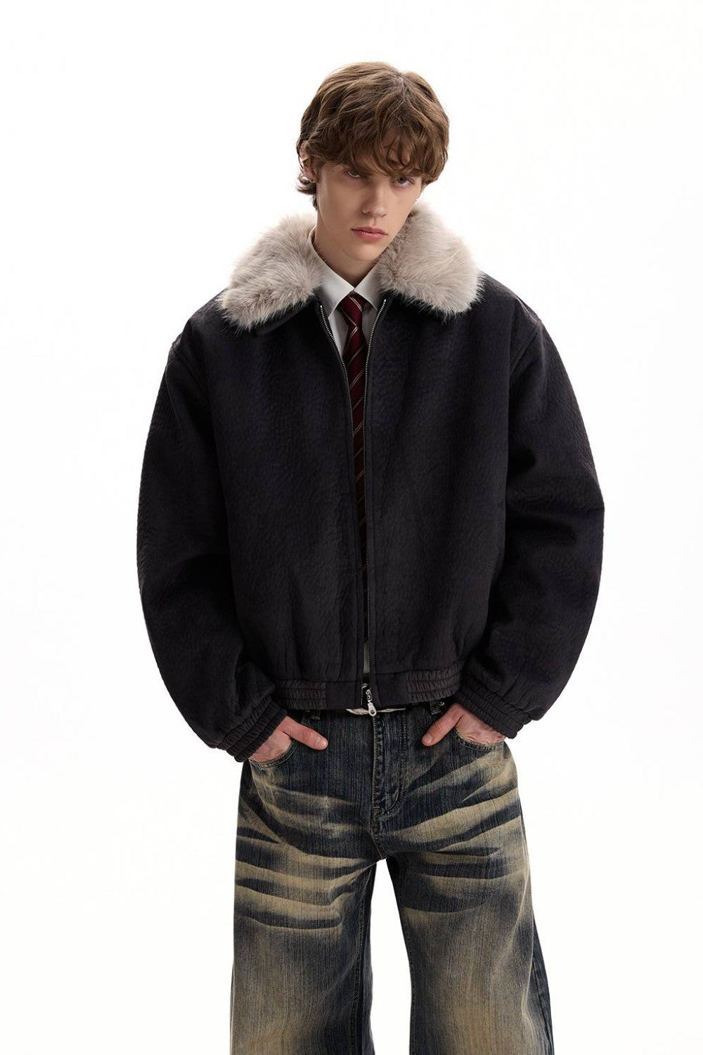 Fur Collar Bomber Jacket