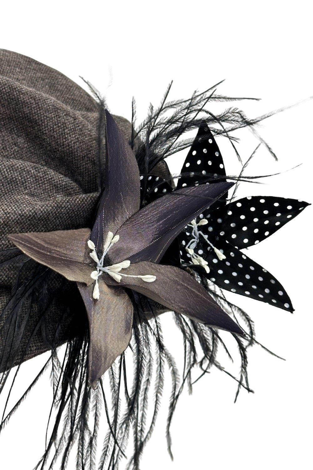 Feather Flower Newsboy Cap