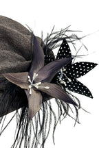 Feather Flower Newsboy Cap