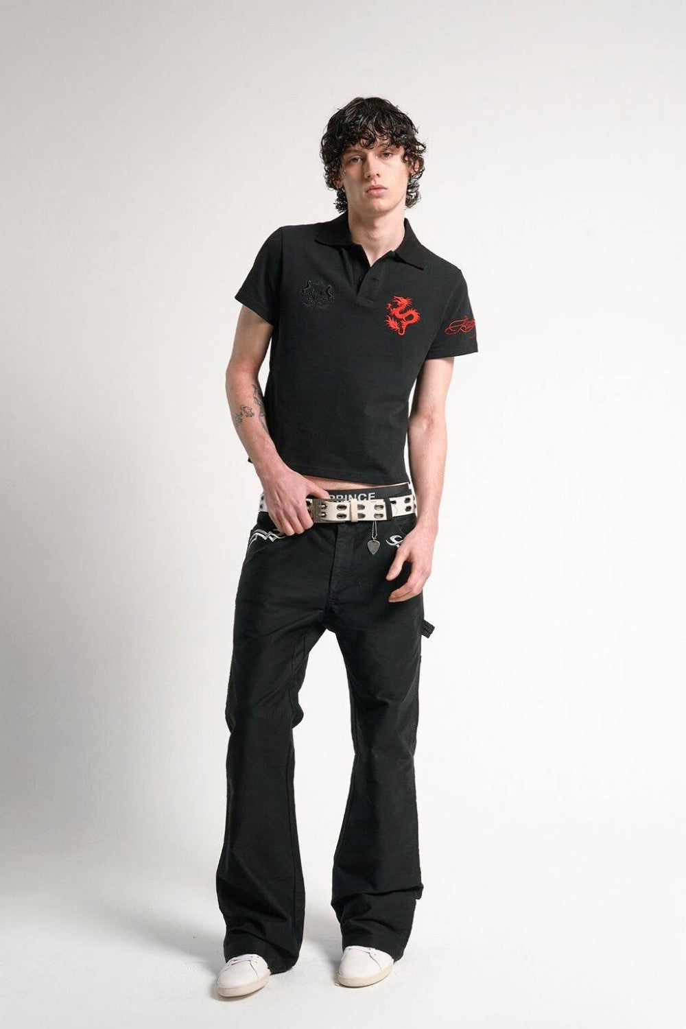 Embroidered Dragon Patch Polo
