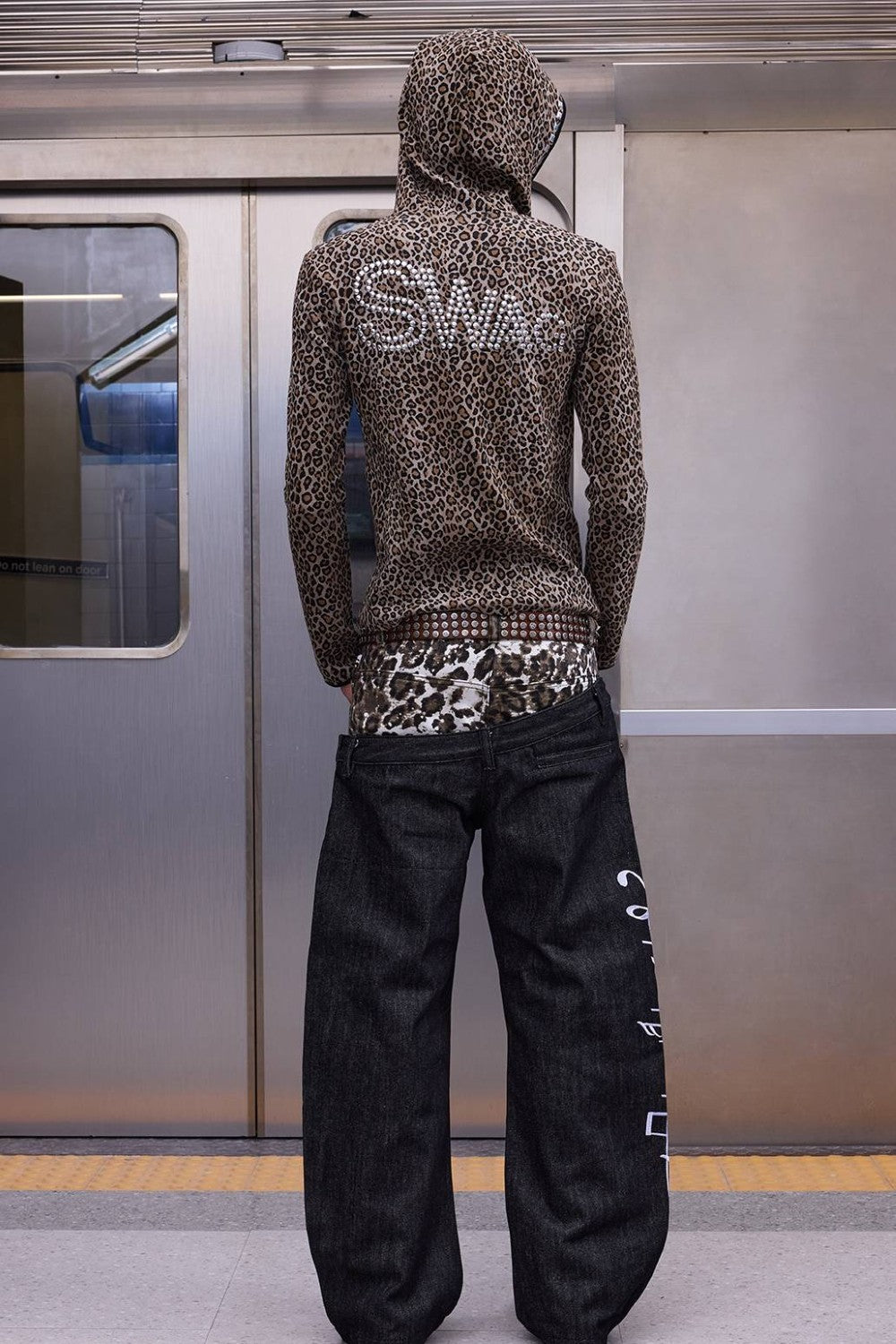 Rhinestone Hooded Leopard Jacket