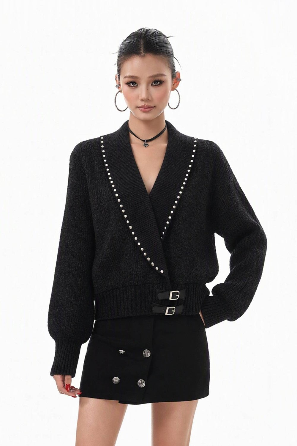 Vivian Buckle V-Neck Sweater