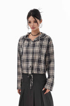 Tied Plaid Button-Up Shirt