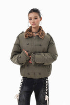 Leopard Collar Puffer Jacket