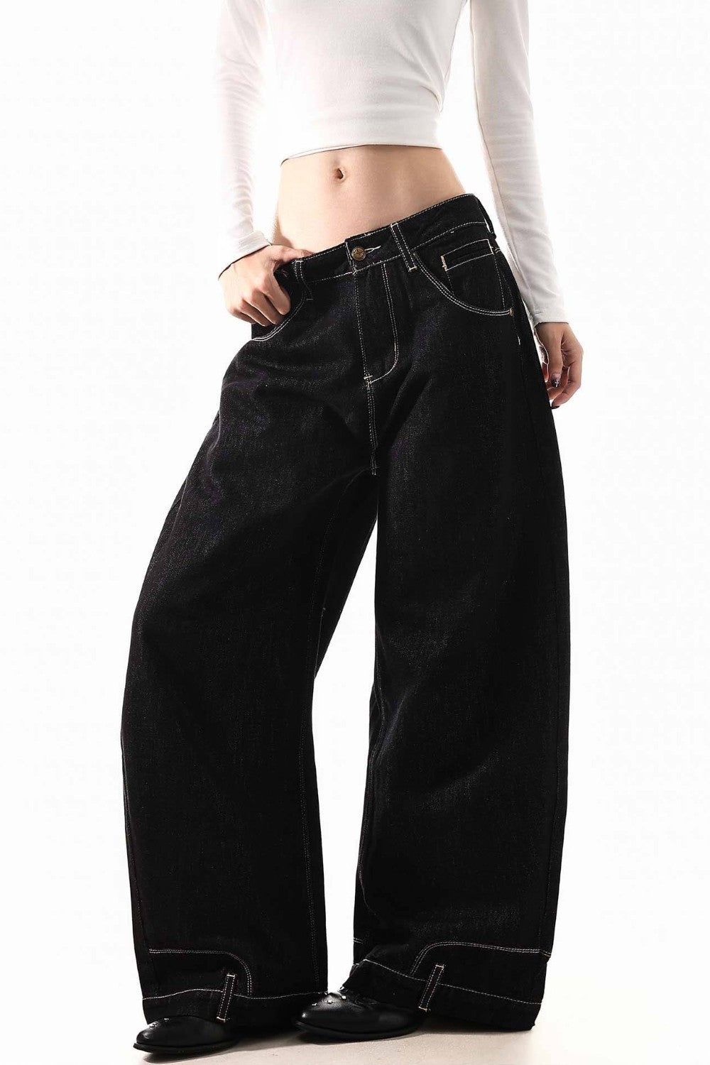 Paris Button Wide Jeans
