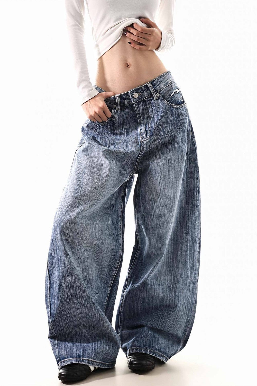 Washed Rebel Wide Jeans